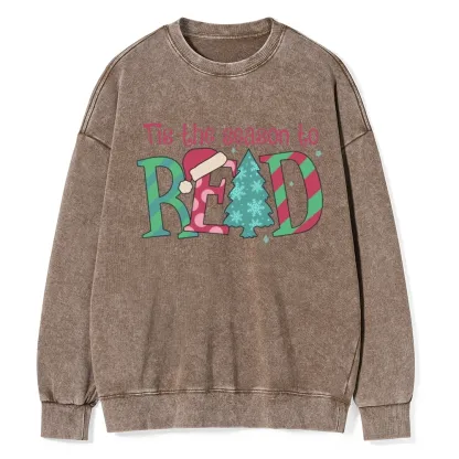 Pagewings   Christmas Reading Unisex Washed Sweatshirt