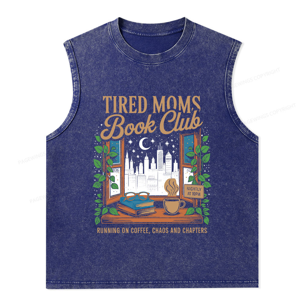 Pagewings Tired Moms Book Club Unisex Washed Tank Top