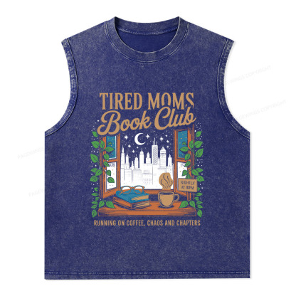 Pagewings Tired Moms Book Club Unisex Washed Tank Top