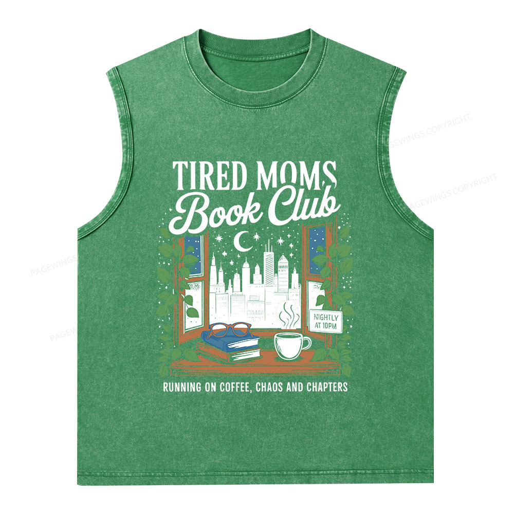 Pagewings Tired Moms Book Club Unisex Washed Tank Top