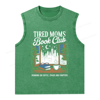 Pagewings Tired Moms Book Club Unisex Washed Tank Top