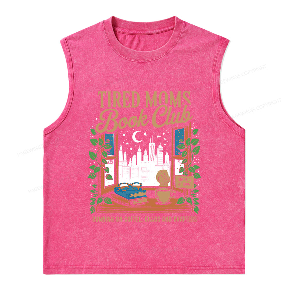 Pagewings Tired Moms Book Club Unisex Washed Tank Top