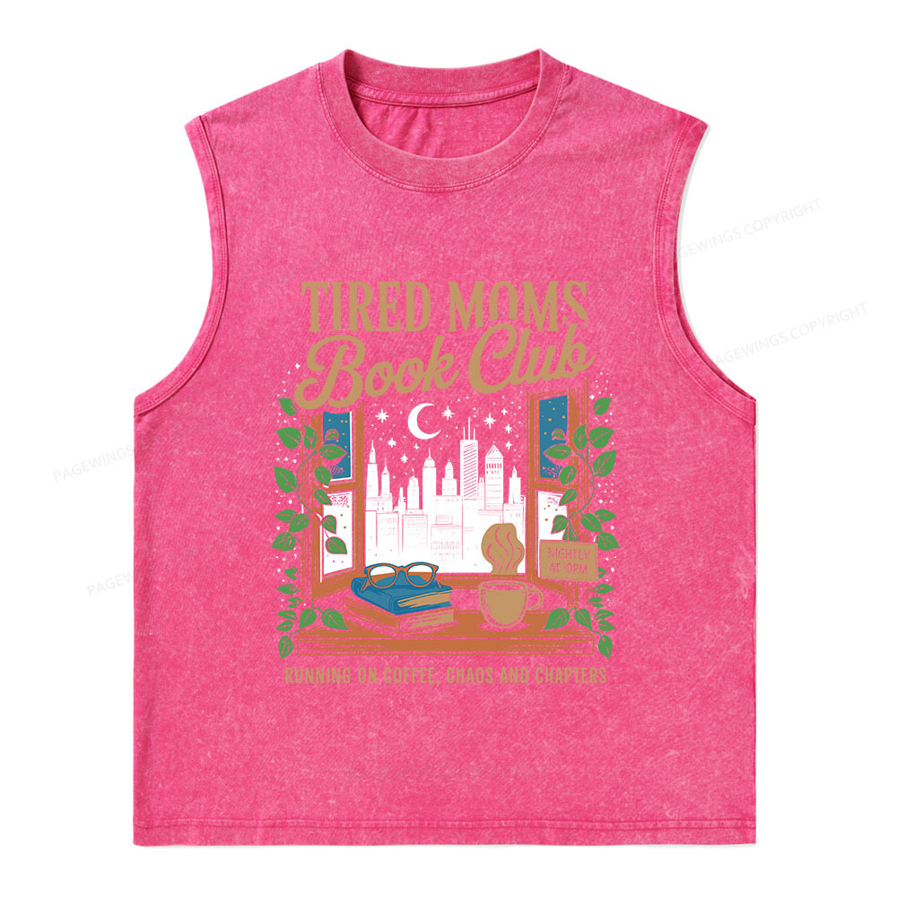 Pagewings Tired Moms Book Club Unisex Washed Tank Top