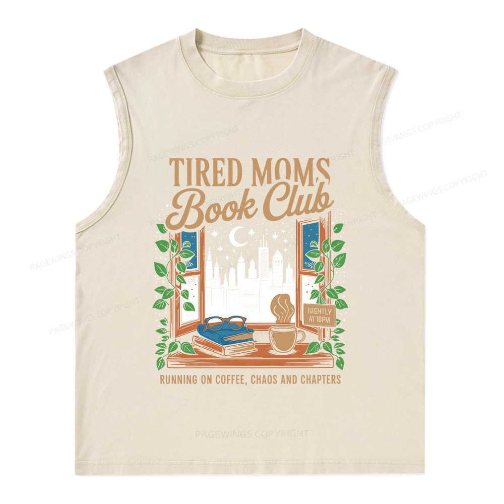 Pagewings Tired Moms Book Club Unisex Washed Tank Top