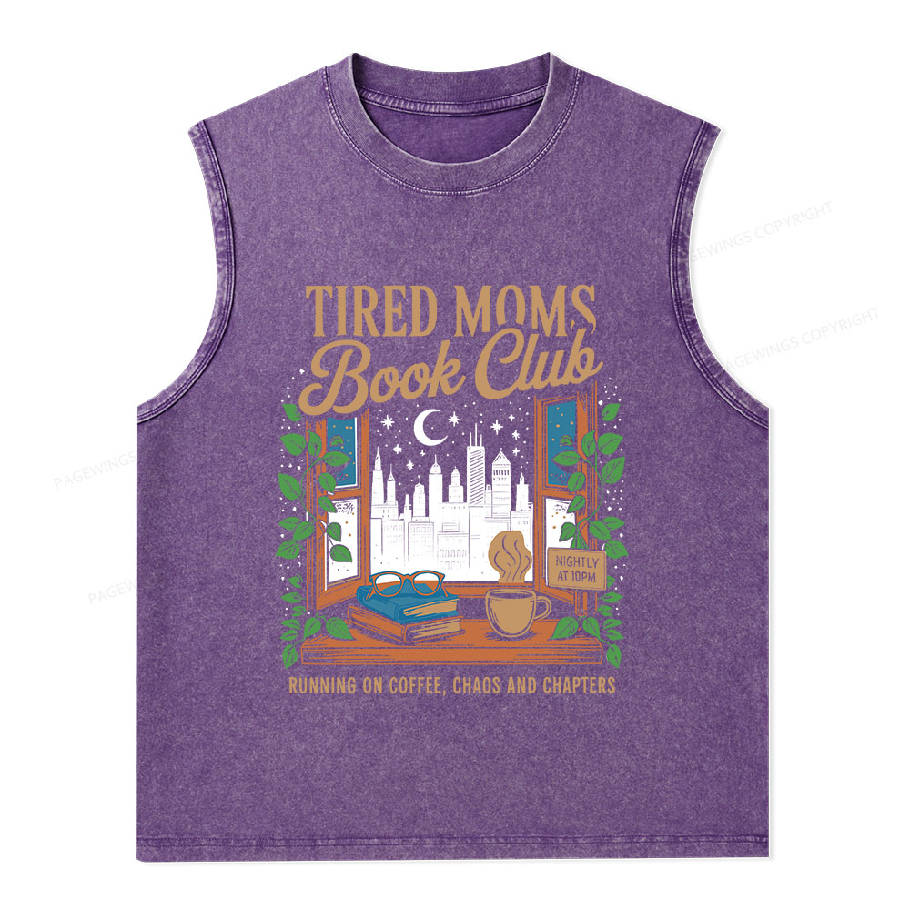 Pagewings Tired Moms Book Club Unisex Washed Tank Top