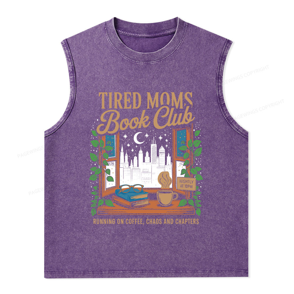 Pagewings Tired Moms Book Club Unisex Washed Tank Top