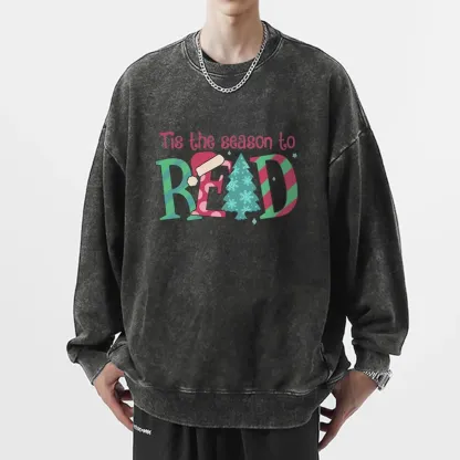 Pagewings   Christmas Reading Unisex Washed Sweatshirt