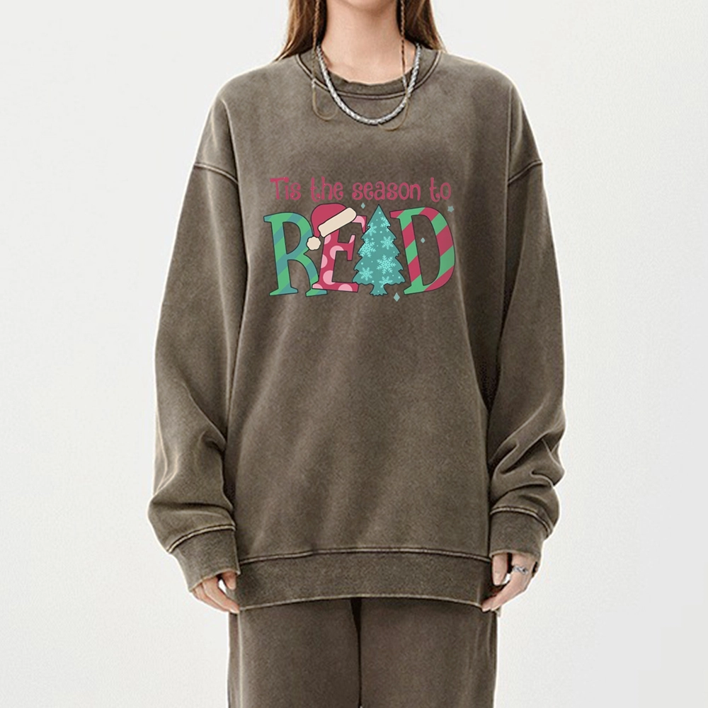 Pagewings   Christmas Reading Unisex Washed Sweatshirt