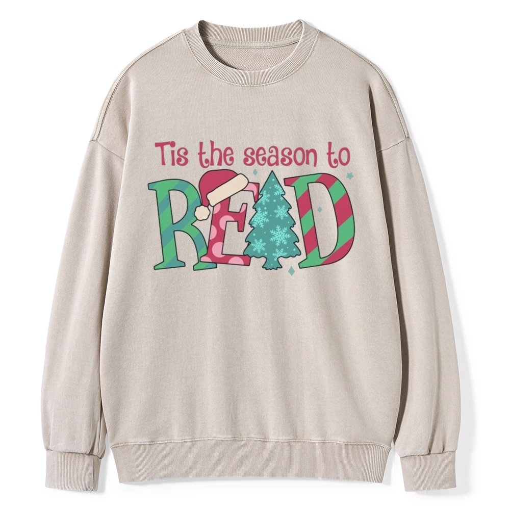 Pagewings   Christmas Reading Unisex Washed Sweatshirt