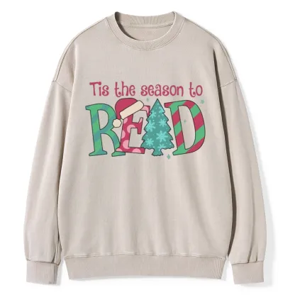 Pagewings   Christmas Reading Unisex Washed Sweatshirt