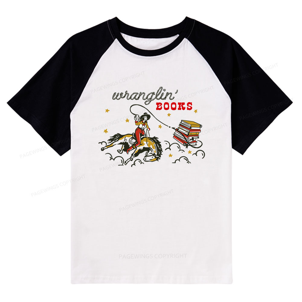 Pagewings Wranglin' Books Raglan T-shirt