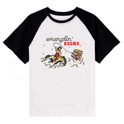 Pagewings Wranglin' Books Raglan T-shirt