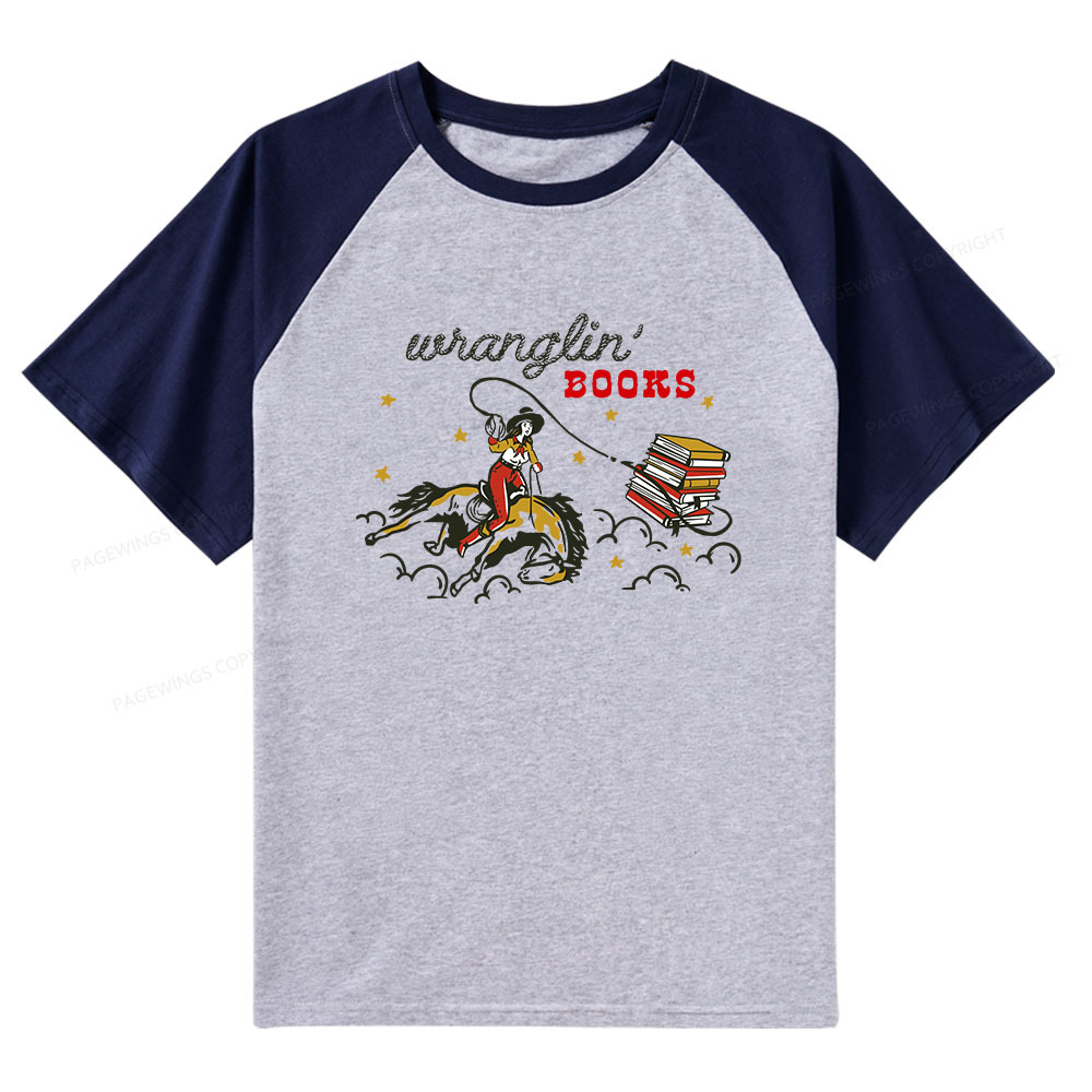 Pagewings Wranglin' Books Raglan T-shirt