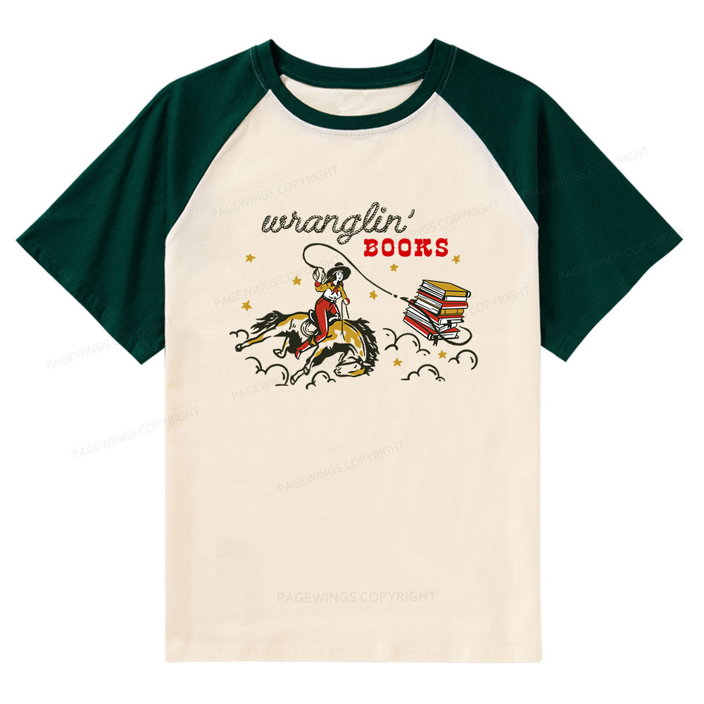 Pagewings Wranglin' Books Raglan T-shirt