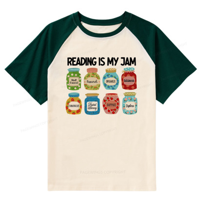 Pagewings Reading is My Jam Bookworm Raglan T-shirt