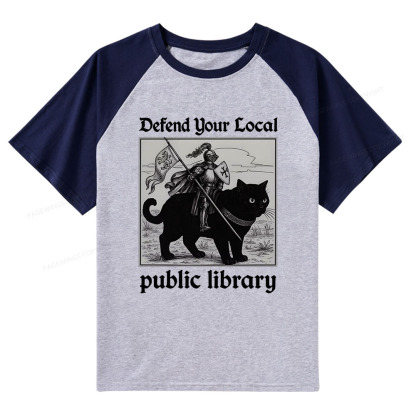 Pagewings Defend Your Local public library Raglan T-shirt