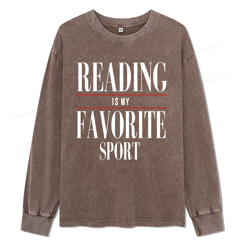 Pagewings Reading Is My Favorite Sport Unisex Washed Long Sleeve T-shirt