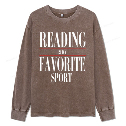 Pagewings Reading Is My Favorite Sport Unisex Washed Long Sleeve T-shirt
