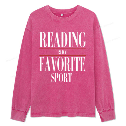 Pagewings Reading Is My Favorite Sport Unisex Washed Long Sleeve T-shirt