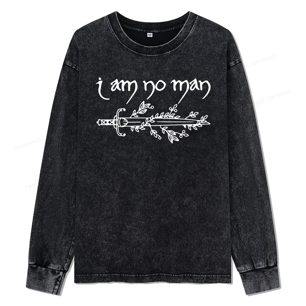 Pagewings I Am No Man Unisex Washed Long Sleeve T-shirt