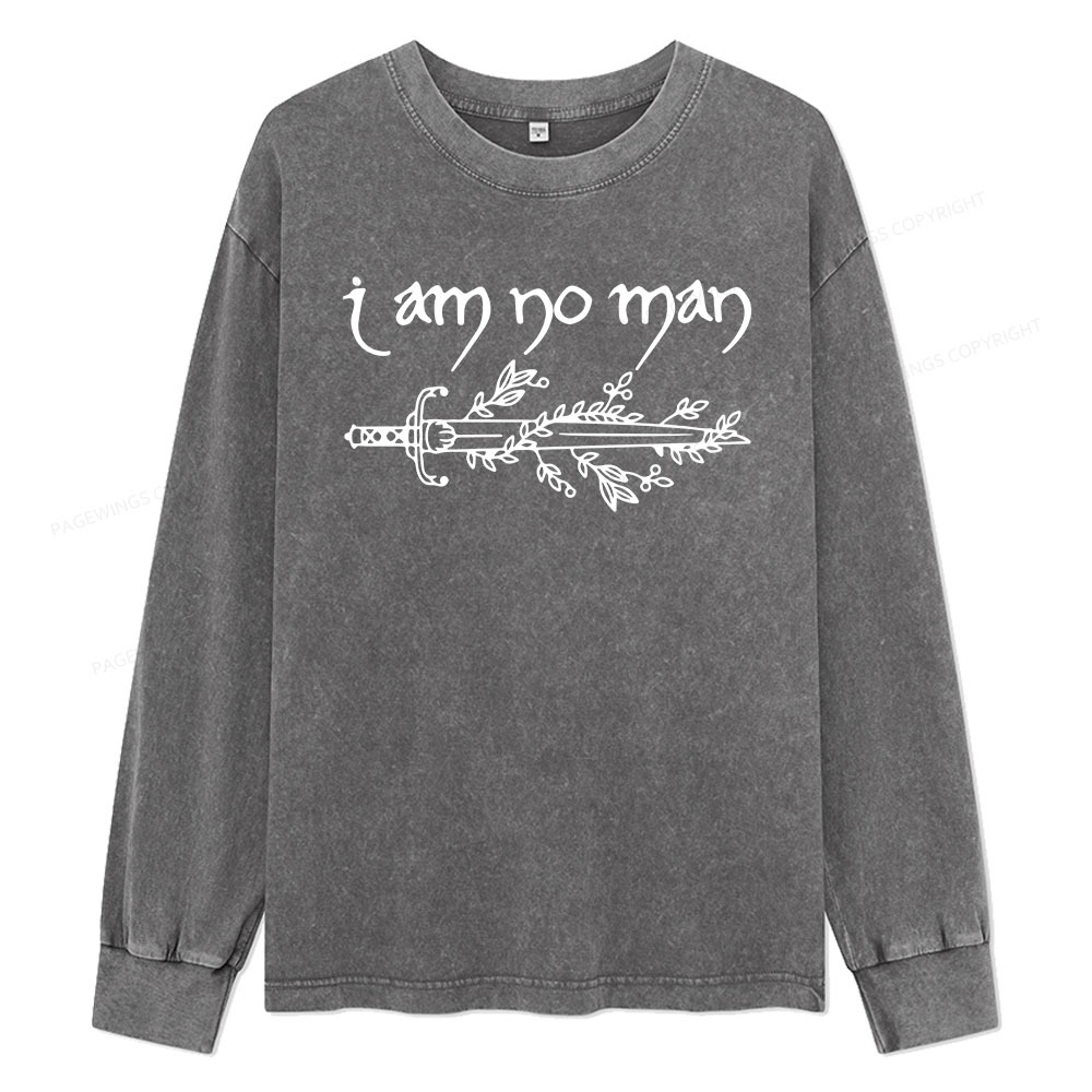 Pagewings I Am No Man Unisex Washed Long Sleeve T-shirt