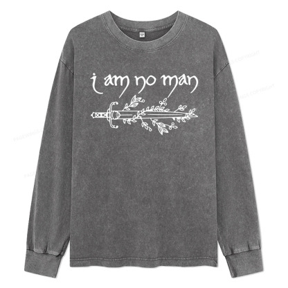 Pagewings I Am No Man Unisex Washed Long Sleeve T-shirt