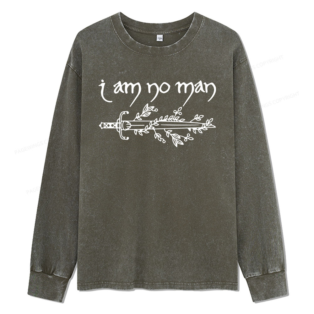 Pagewings I Am No Man Unisex Washed Long Sleeve T-shirt