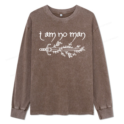 Pagewings I Am No Man Unisex Washed Long Sleeve T-shirt