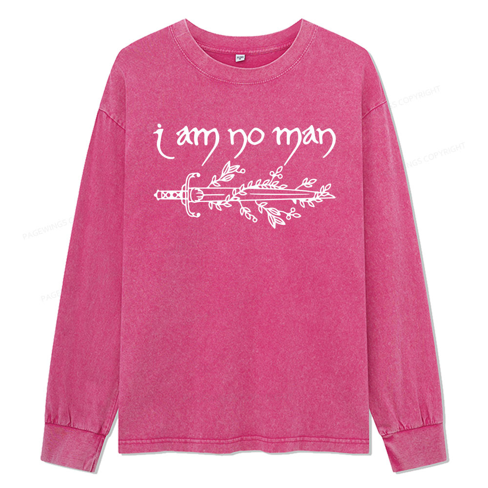 Pagewings I Am No Man Unisex Washed Long Sleeve T-shirt