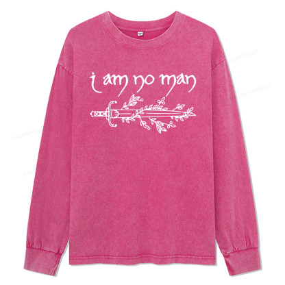 Pagewings I Am No Man Unisex Washed Long Sleeve T-shirt