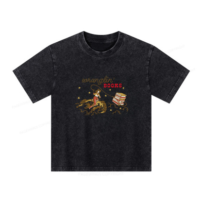Pagewings Wranglin' Books Unisex Kids Washed T-shirt