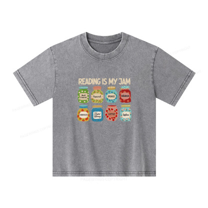 Pagewings Reading is My Jam Bookworm Unisex Kids Washed T-shirt