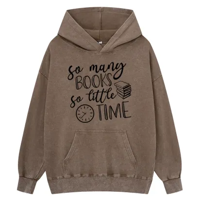 Pagewings So Many Books So Little Time Unisex Washed Hoodie