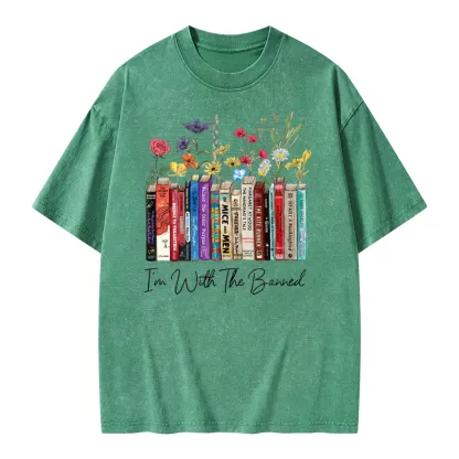 Pagewings I'm With The Banned Flowers Unisex Washed T-shirt