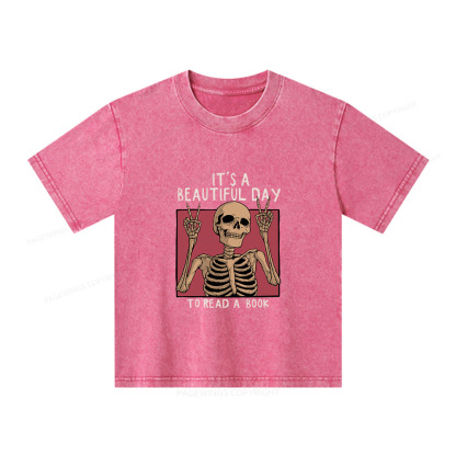 Pagewings It's A Beautiful Day To Read A Book Unisex Kids Washed T-shirt