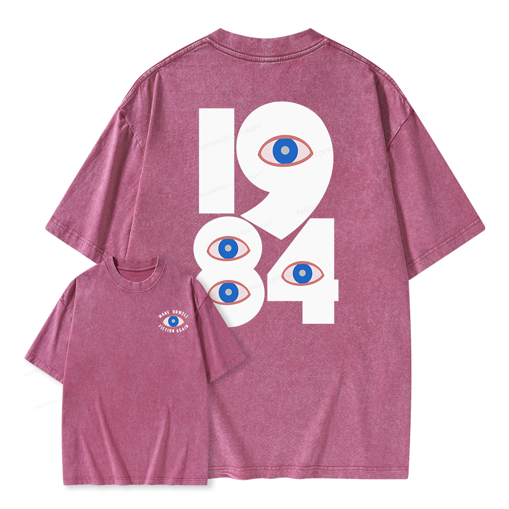 Pagewings 1984 Make Orwell Fiction Again Unisex Washed T-shirt