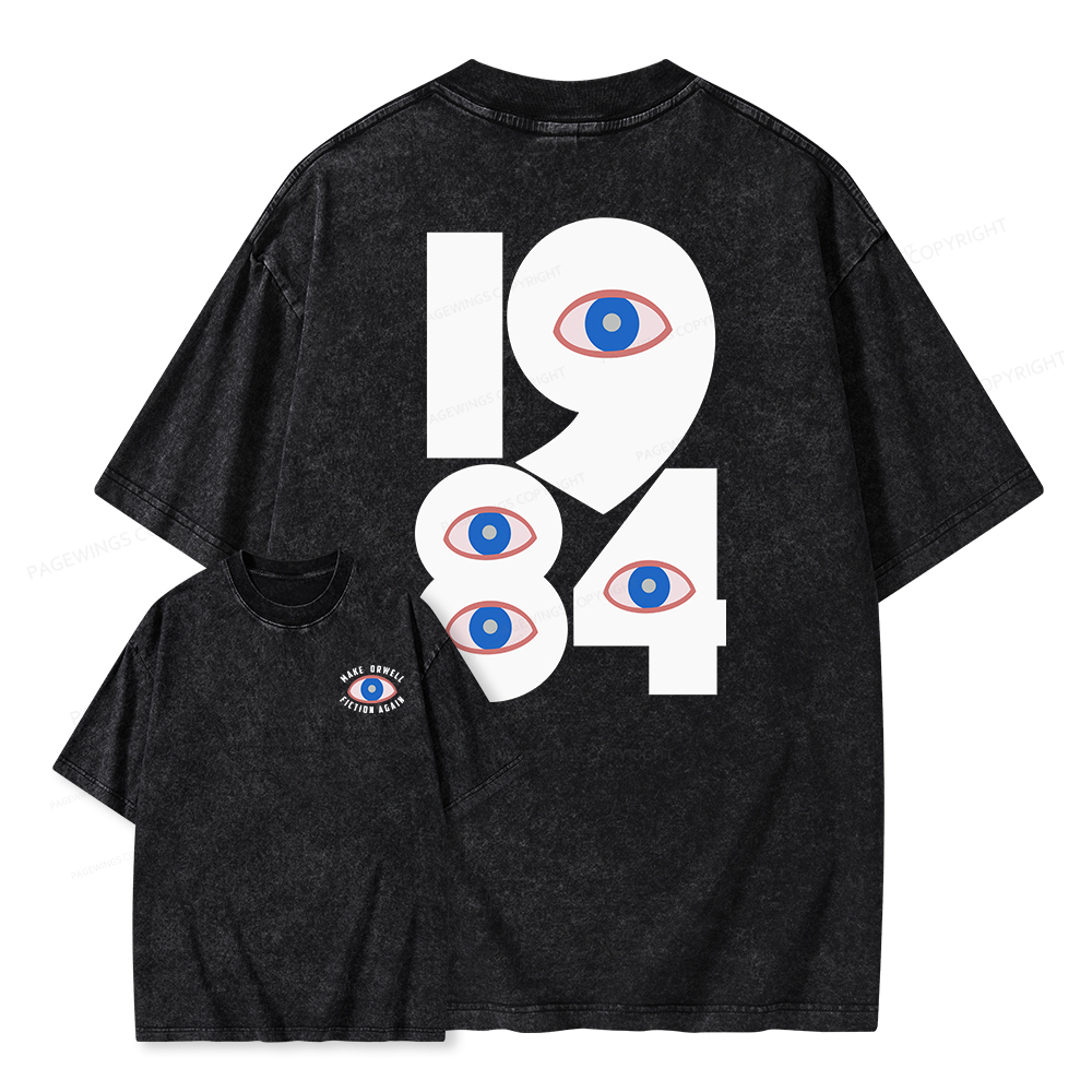 Pagewings 1984 Make Orwell Fiction Again Unisex Washed T-shirt
