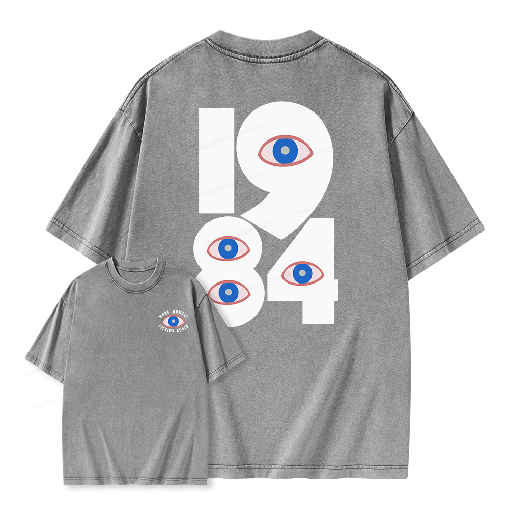 Pagewings 1984 Make Orwell Fiction Again Unisex Washed T-shirt