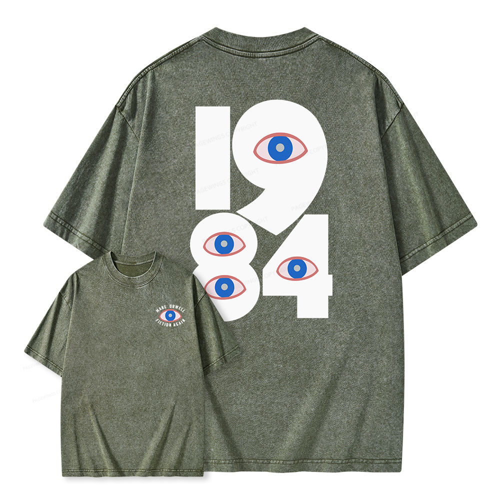 Pagewings 1984 Make Orwell Fiction Again Unisex Washed T-shirt
