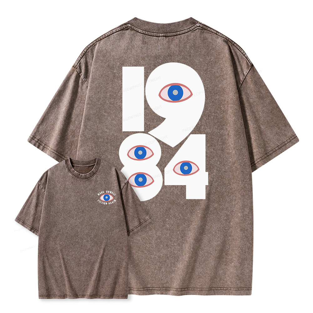 Pagewings 1984 Make Orwell Fiction Again Unisex Washed T-shirt