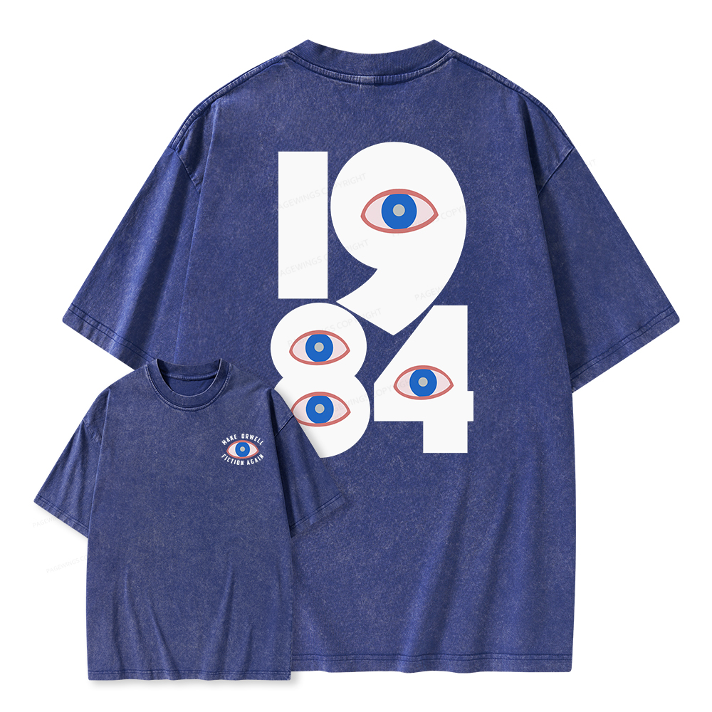 Pagewings 1984 Make Orwell Fiction Again Unisex Washed T-shirt