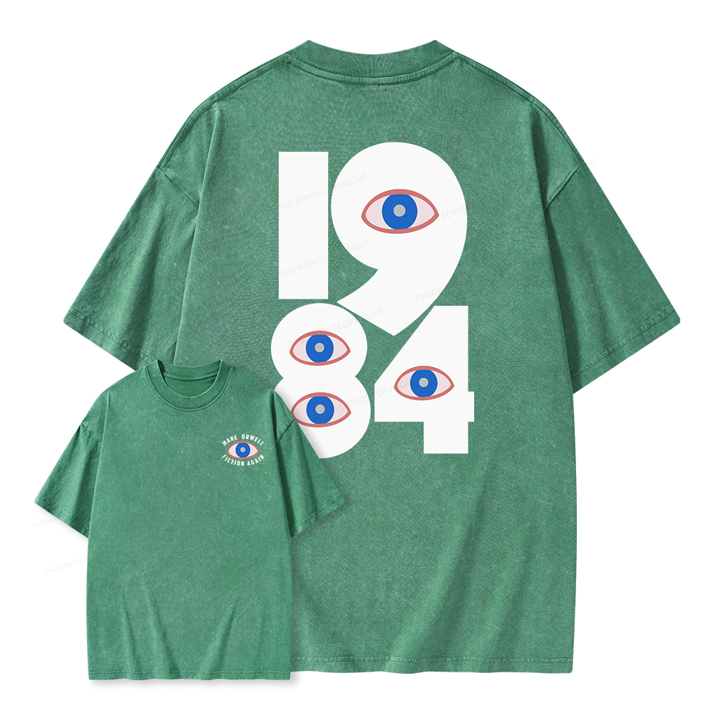 Pagewings 1984 Make Orwell Fiction Again Unisex Washed T-shirt