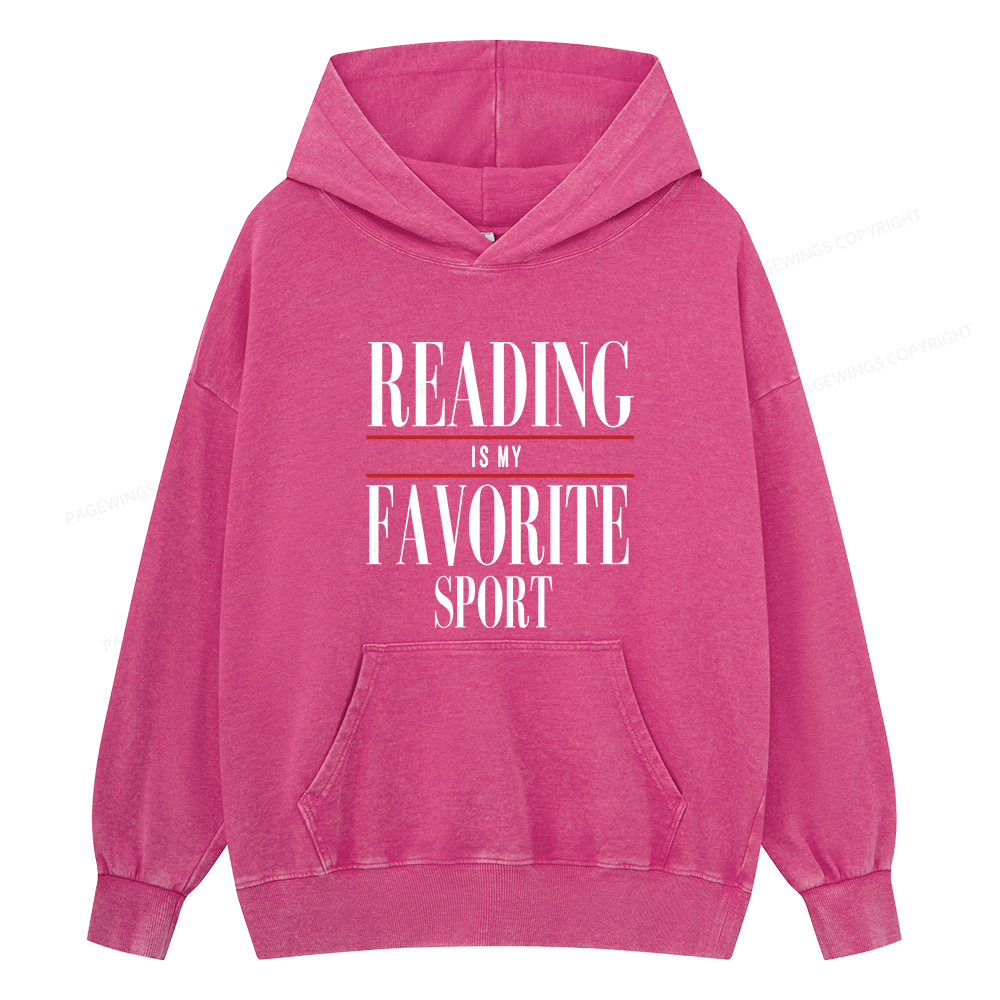 Pagewings Reading Is My Favorite Sport Unisex Washed Hoodie