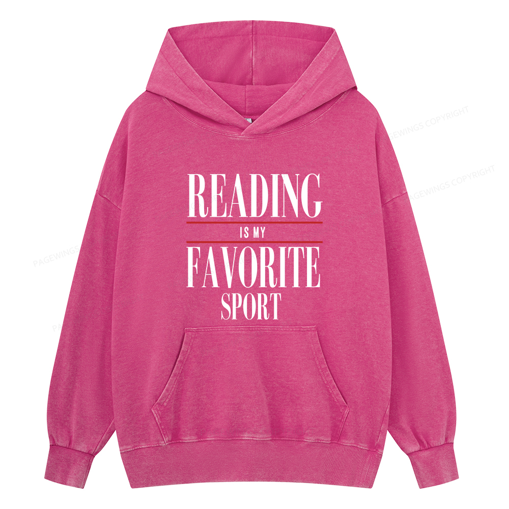 Pagewings Reading Is My Favorite Sport Unisex Washed Hoodie