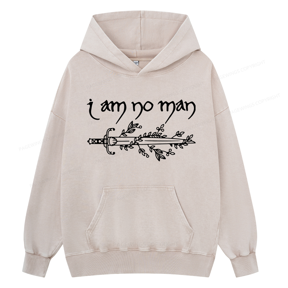 Pagewings I Am No Man Unisex Washed Hoodie