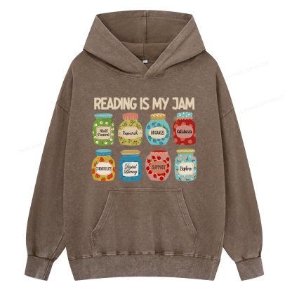 Pagewings Reading is My Jam Bookworm Unisex Washed Hoodie