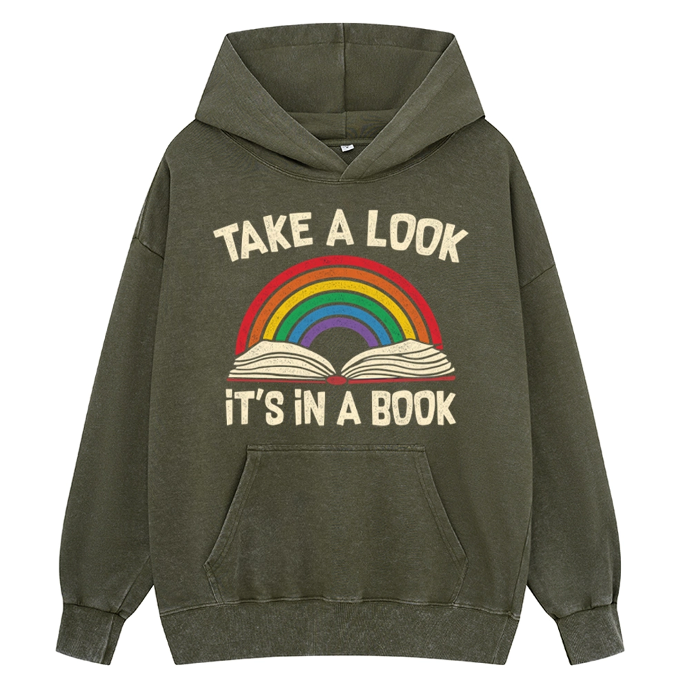 Pagewings Take A Look It's In A Book Unisex Washed Hoodie