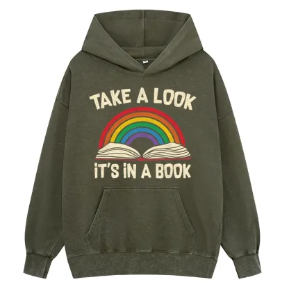 Pagewings Take A Look It's In A Book Unisex Washed Hoodie