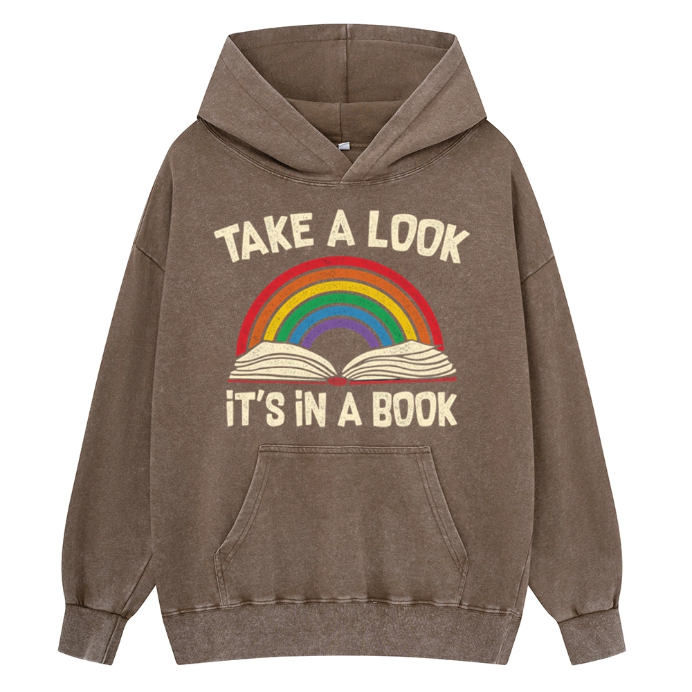 Pagewings Take A Look It's In A Book Unisex Washed Hoodie