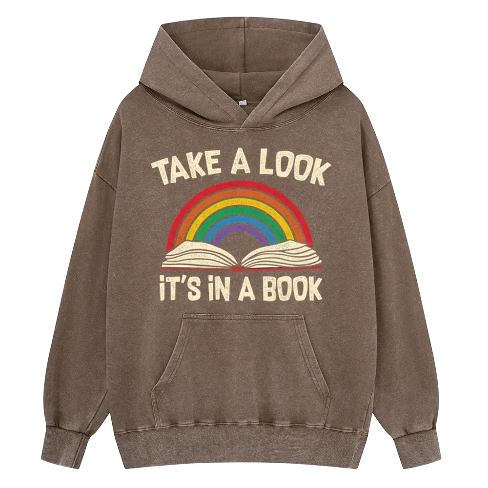 Pagewings Take A Look It's In A Book Unisex Washed Hoodie